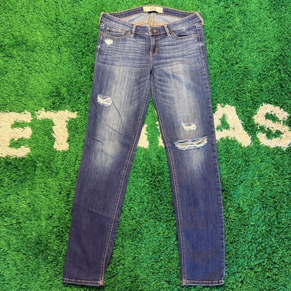Hollister Jeans Womens Size 30x34 Distressed Medium Wash Skinny Fit Denim